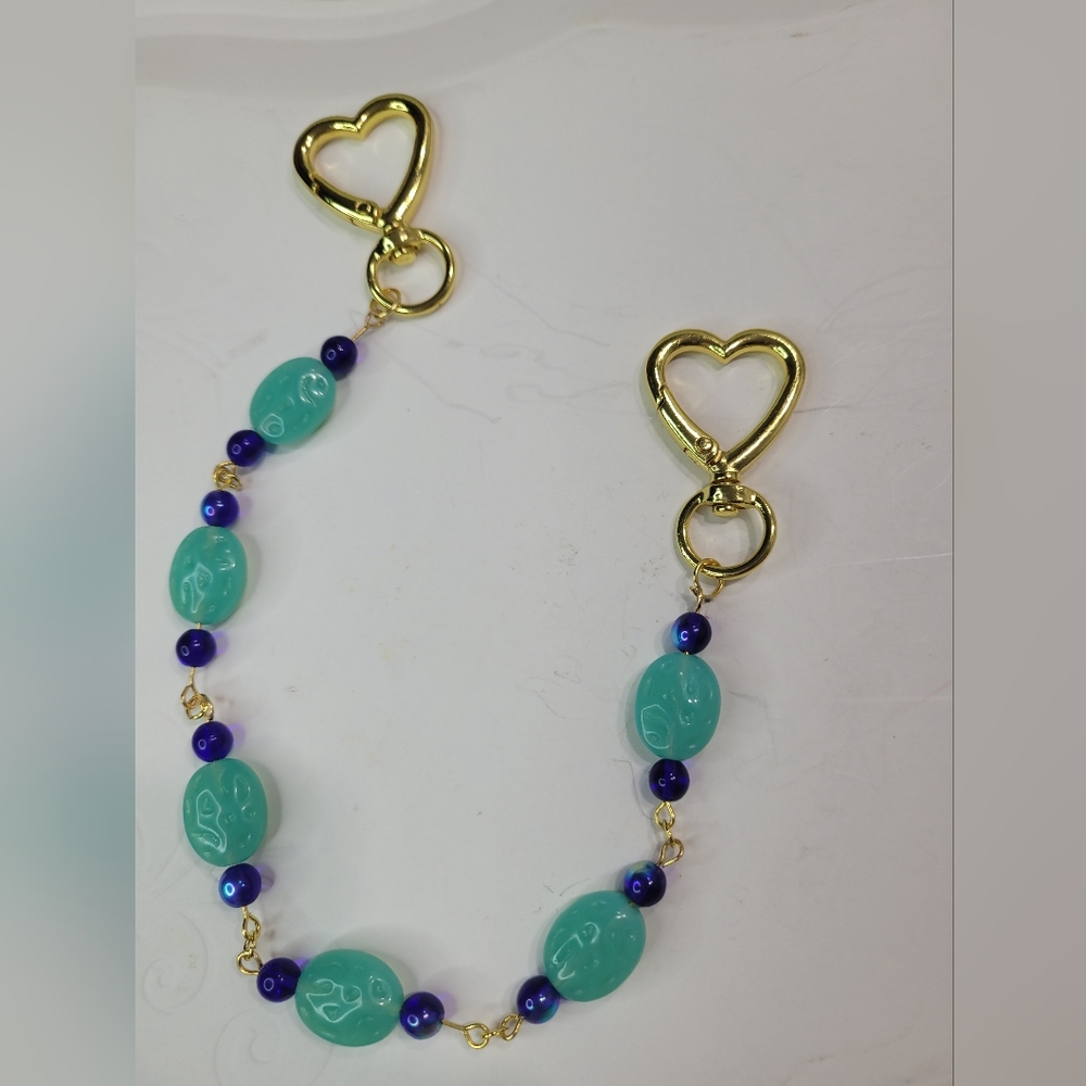 Gold and Blue Heart Clasp Bracelet